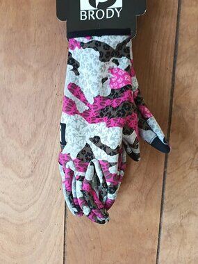 Brody Tech Tough Work Garden Gloves Floral Pink Gray Black Women’s Small NWT